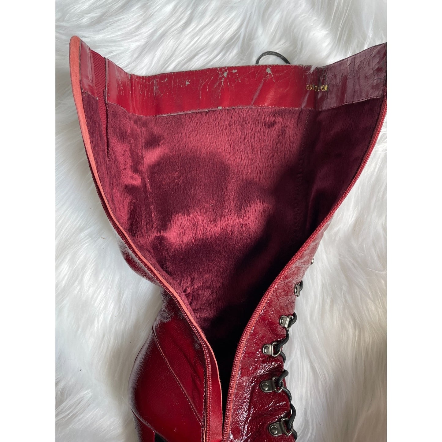 WILD PAIR Red Patent Leather Corset 4.5 inch Stiletto Boots, Size 611