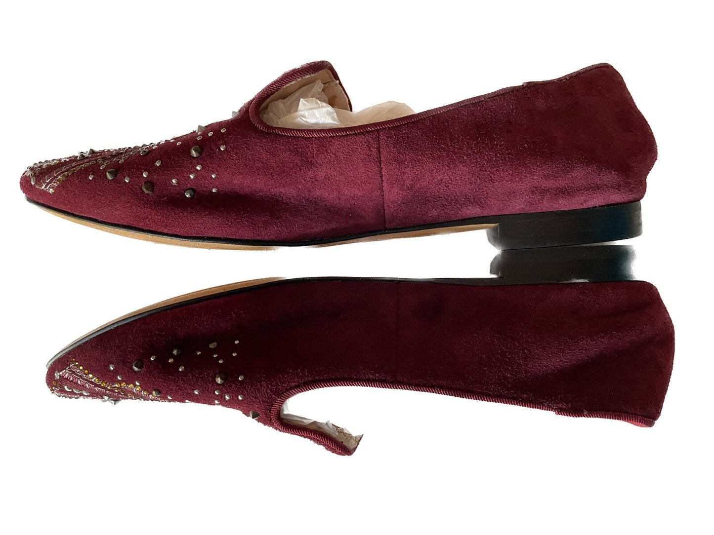 SAM EDELMAN New Burgundy Wine Suede Sequin Flats, Size 67