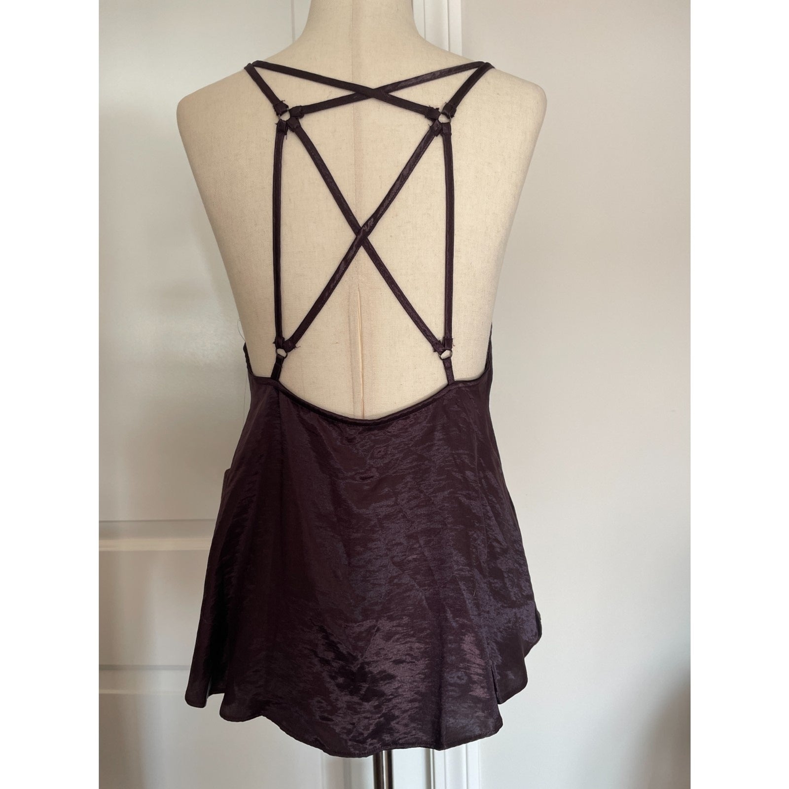 FREE PEOPLE Silky Strappy Plum Purple Tank Top, Size XS2