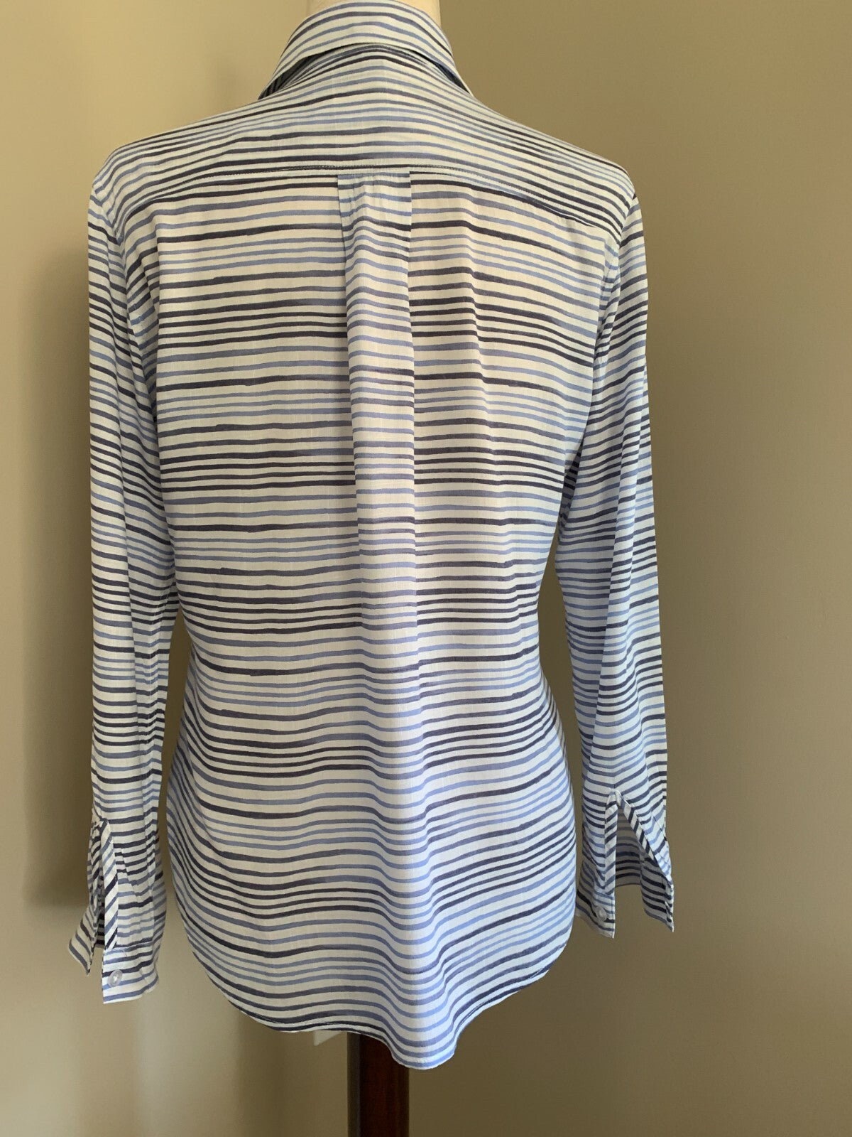 CLOTH & STONE White/Blue Striped Rayon Top, XS2