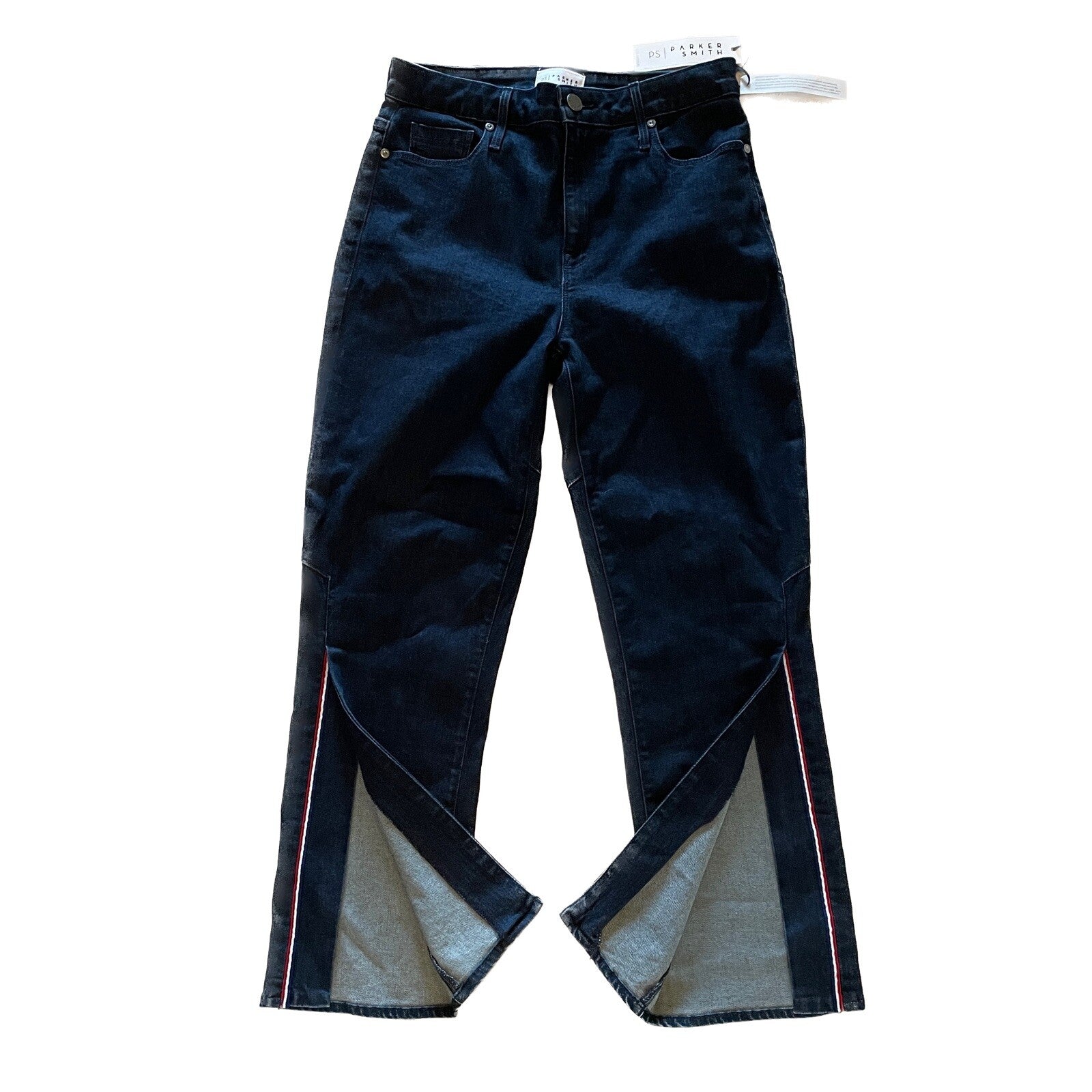 PARKER SMITH New Peek-a-Boo Red, White, Blue Stripe, Dark Blue Jeans, Size 292
