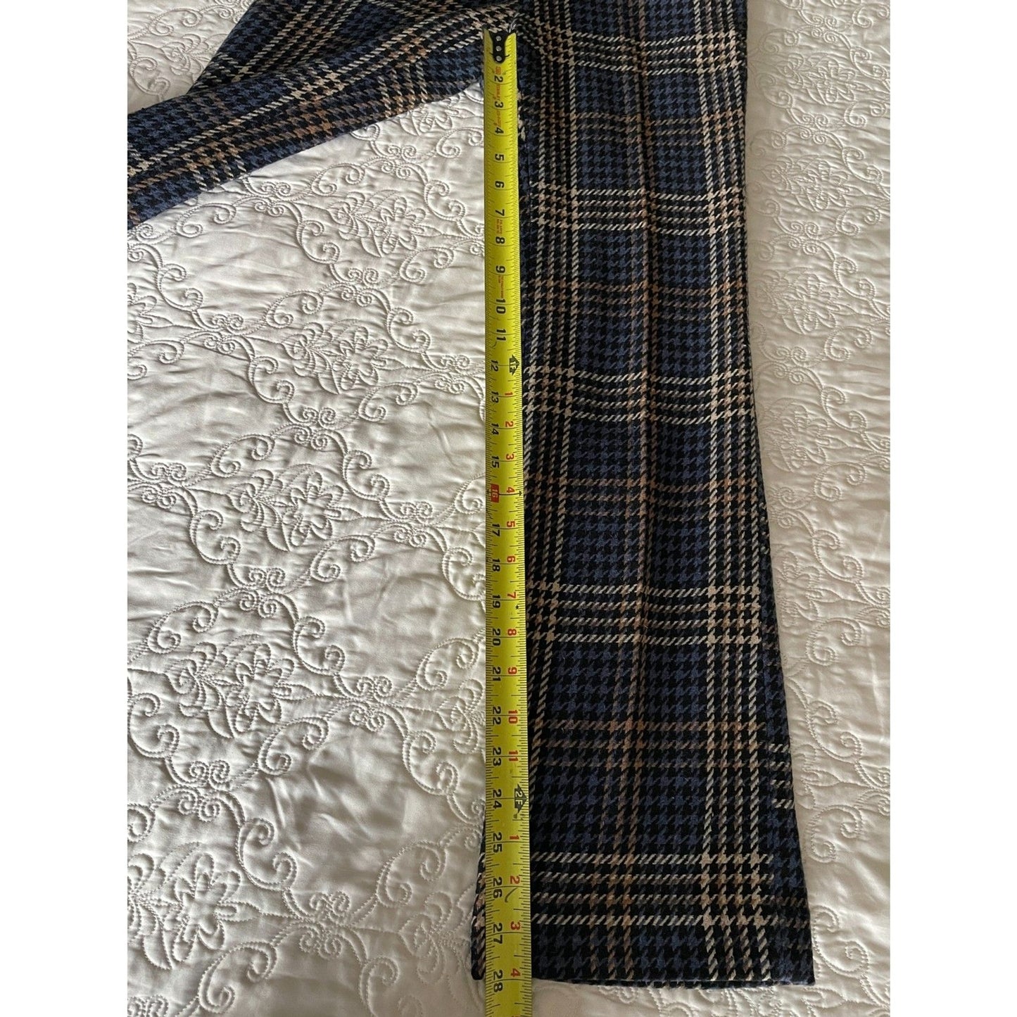 BOSTON PROPER NWOT Navy Multi Plaid Trouser Pants, Size 211