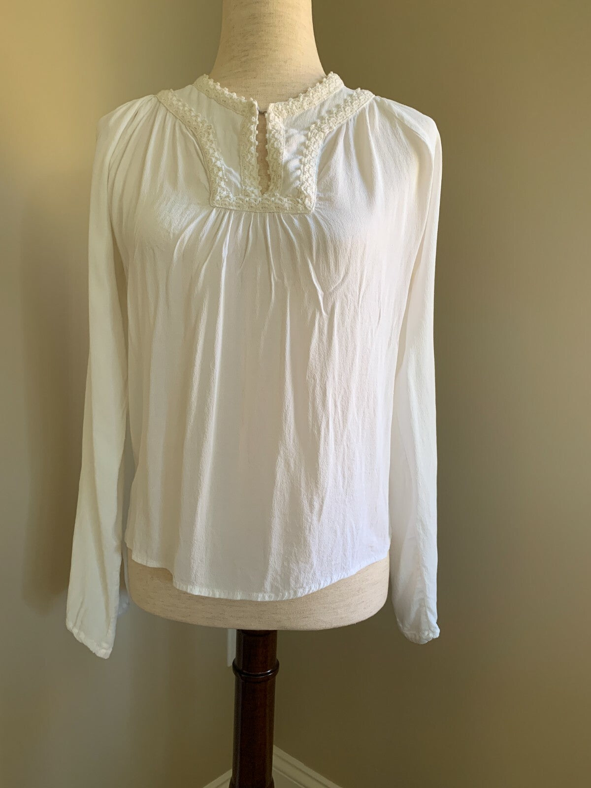 Pheasant Long Sleeve Cream Top Embroidered Trim0