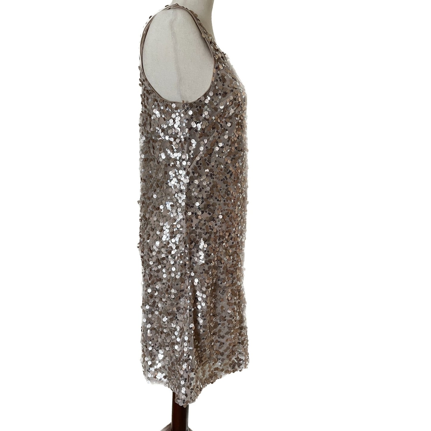 OLEG CASSINI Gold Sequin Tank Mini Dress, Size 61