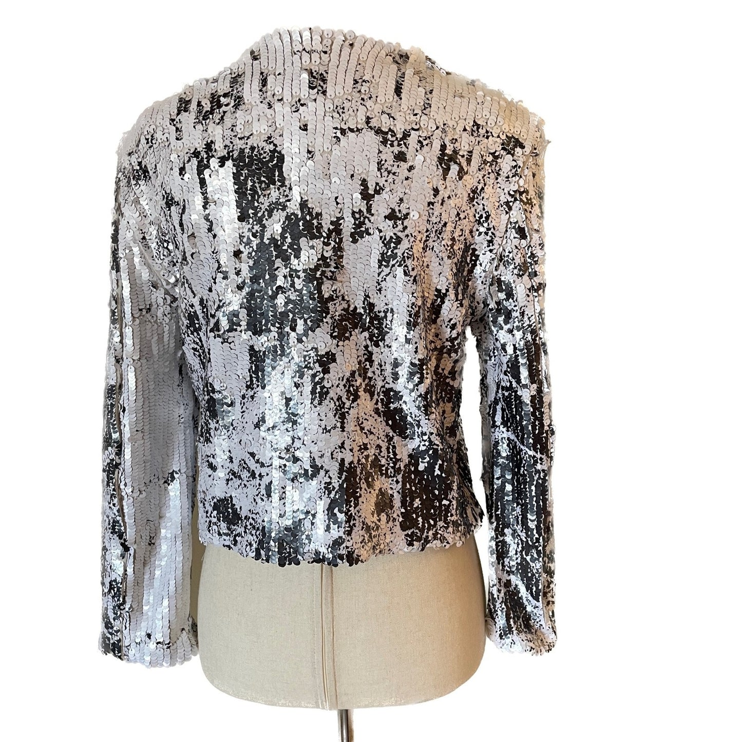 SEN New White & Black Sequin Short Jacket from Milan, Italy, Size XS2