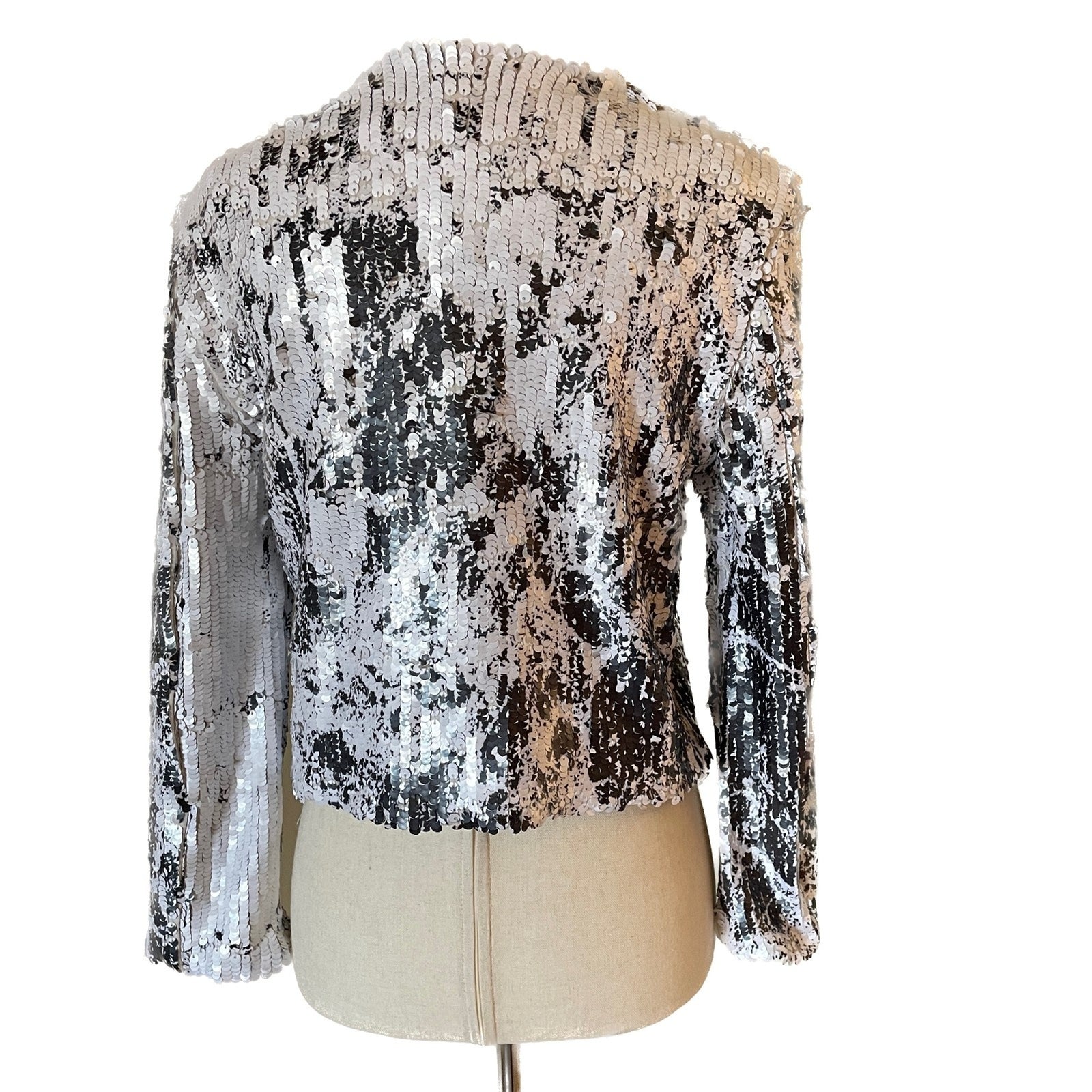 SEN New White & Black Sequin Short Jacket from Milan, Italy, Size XS2