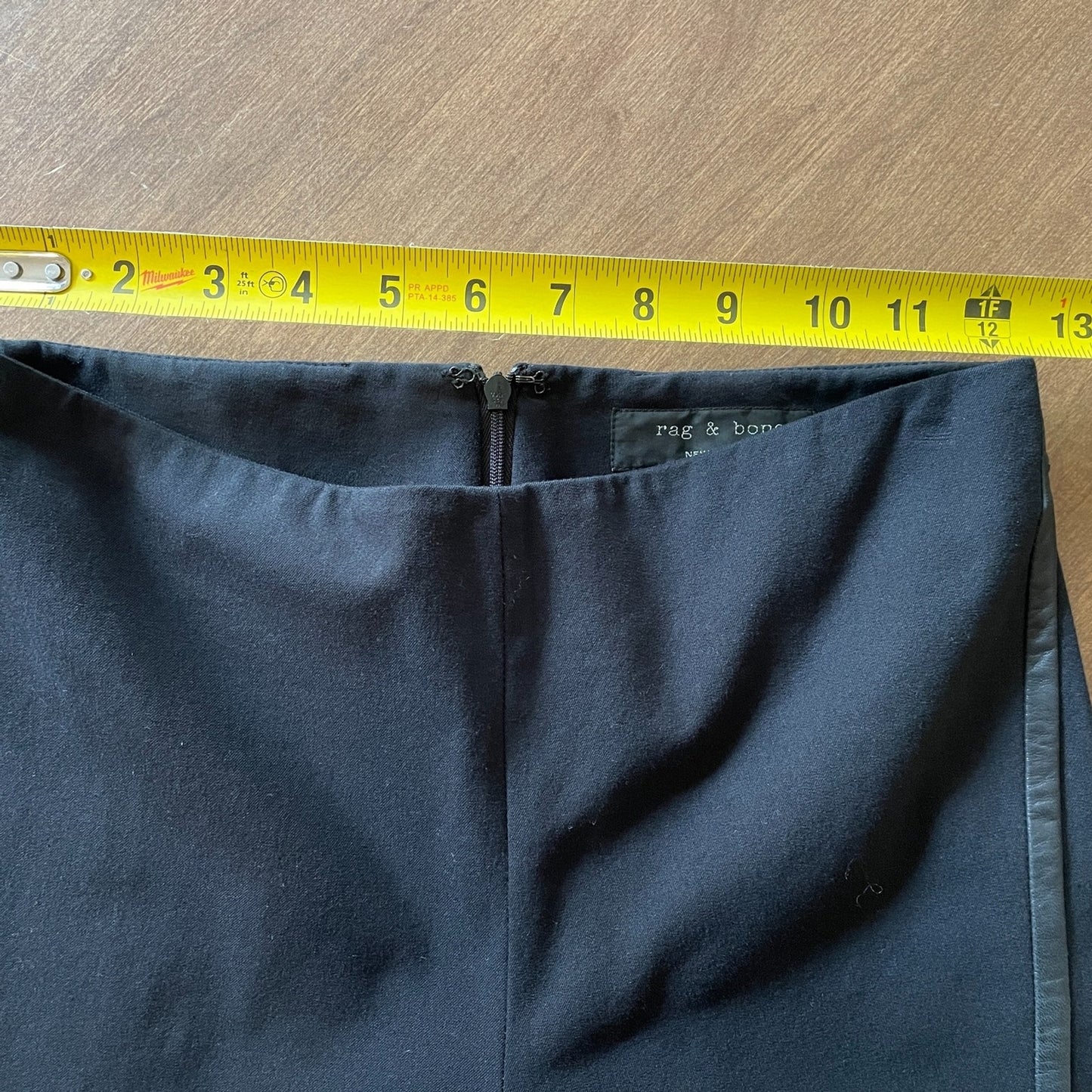 RAG & BONE NWOT Black Skinny Stretch Tuxedo Pants w/Leather Trim, Size 08
