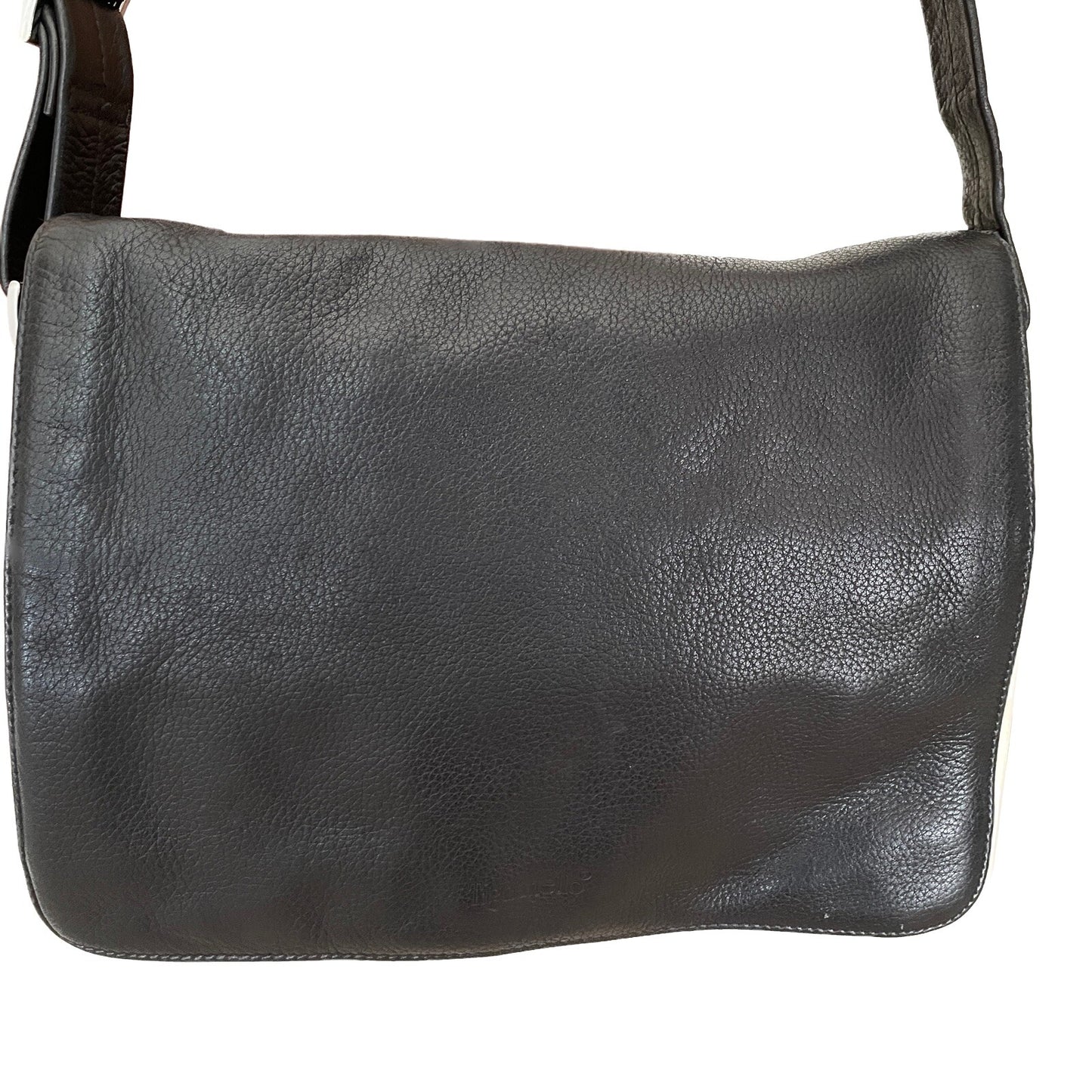 TIGNANELLO Black Genuine Leather Crossbody Bag with Flap Over 1