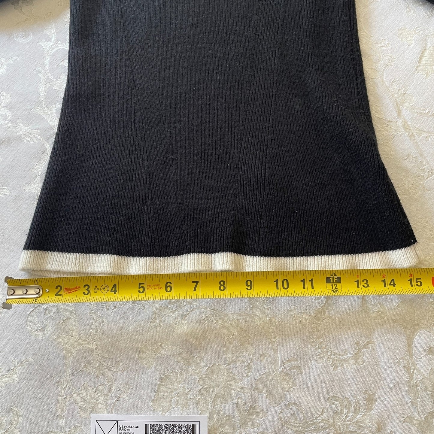 CYRUS New Off the Shoulder Black with White Trim Sweater, Size XS11
