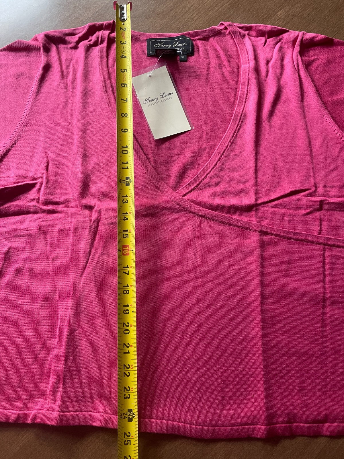 TERRY LEWIS Cascading Open Cardigan 65% Silk 45% Cotton Fuchsia, Size 3X, NEW7