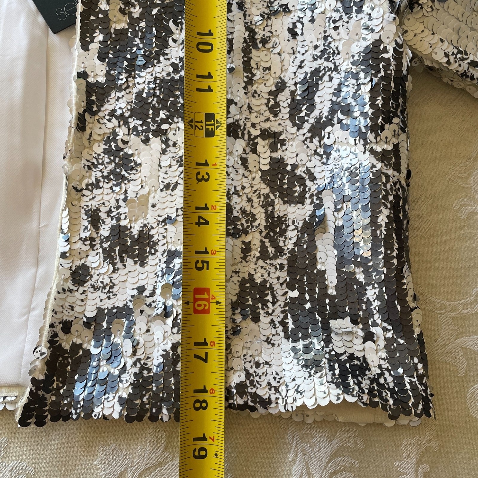 SEN New White & Black Sequin Short Jacket from Milan, Italy, Size XS9