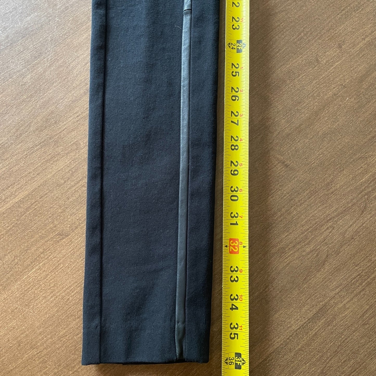 RAG & BONE NWOT Black Skinny Stretch Tuxedo Pants w/Leather Trim, Size 06