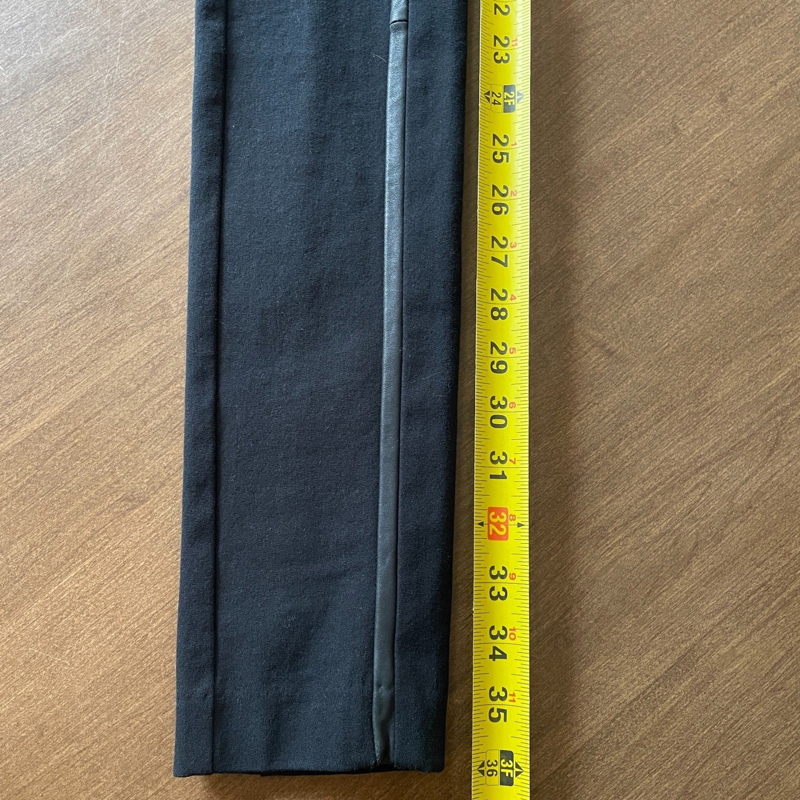 RAG & BONE NWOT Black Skinny Stretch Tuxedo Pants w/Leather Trim, Size 06