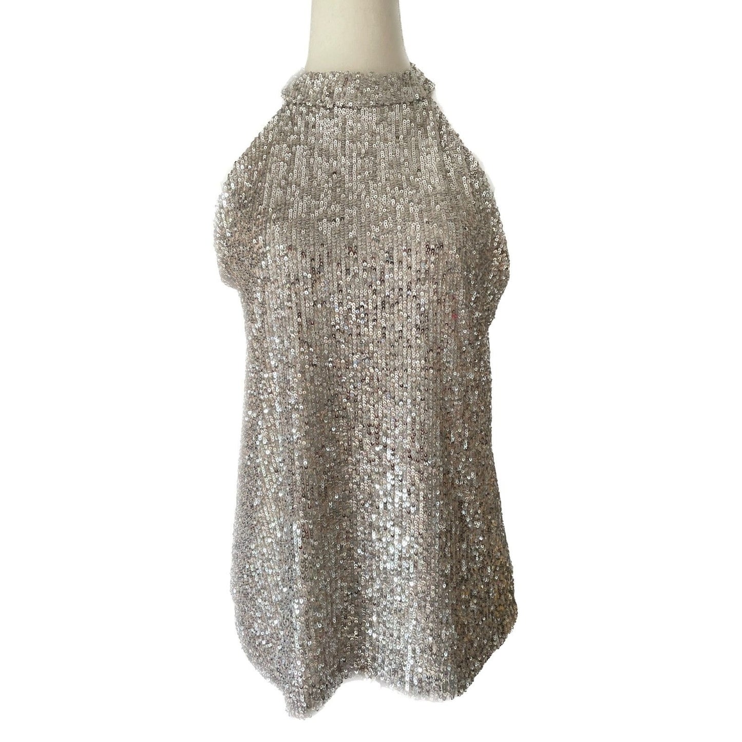 CABLE & GAUGE New Cream Sequin Sleeveless Turtleneck Halter Top, Size Small0