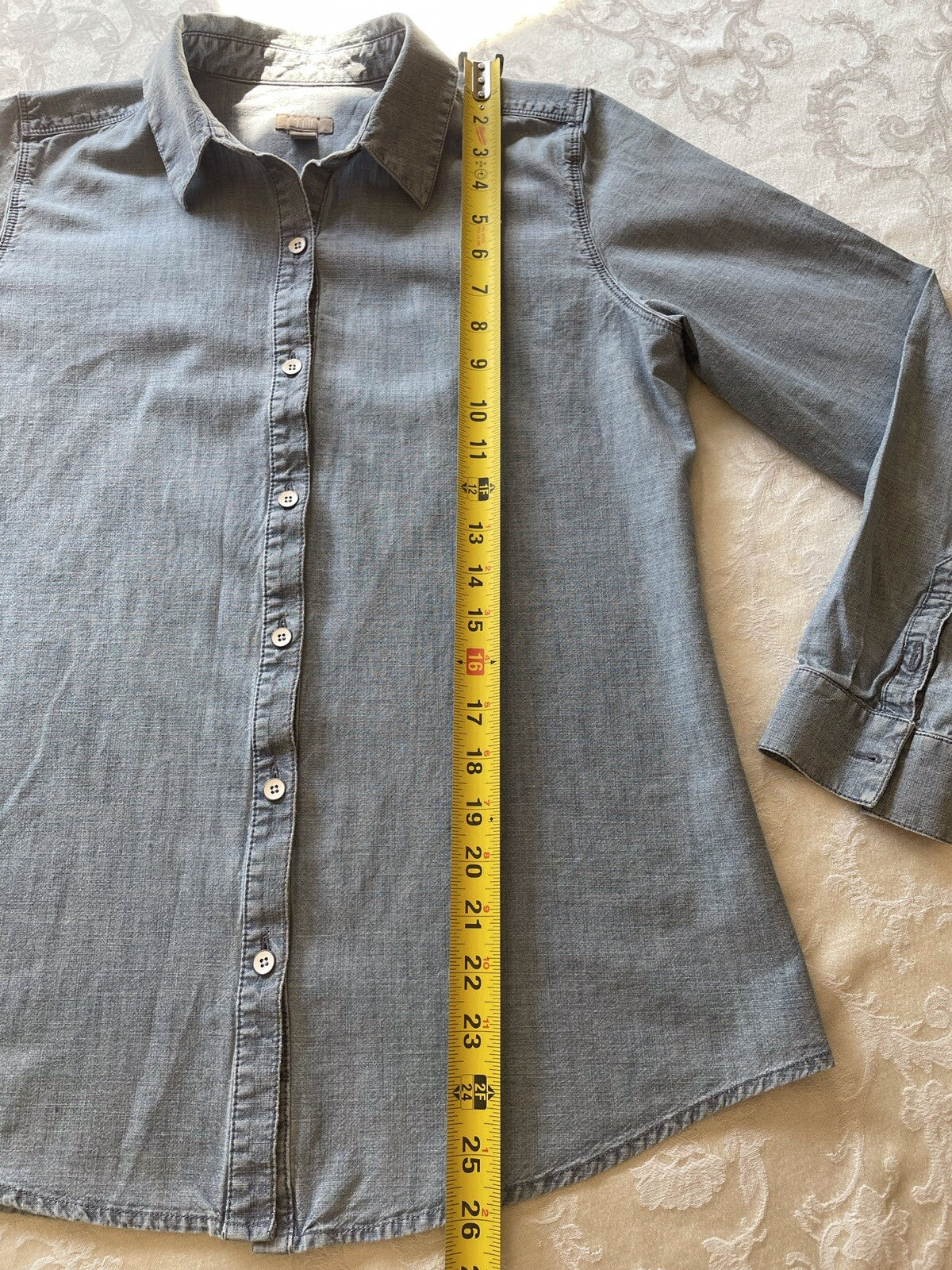 J. Jill Denim 100% Cotton Chambray Blue Button Down Shirt, XS7