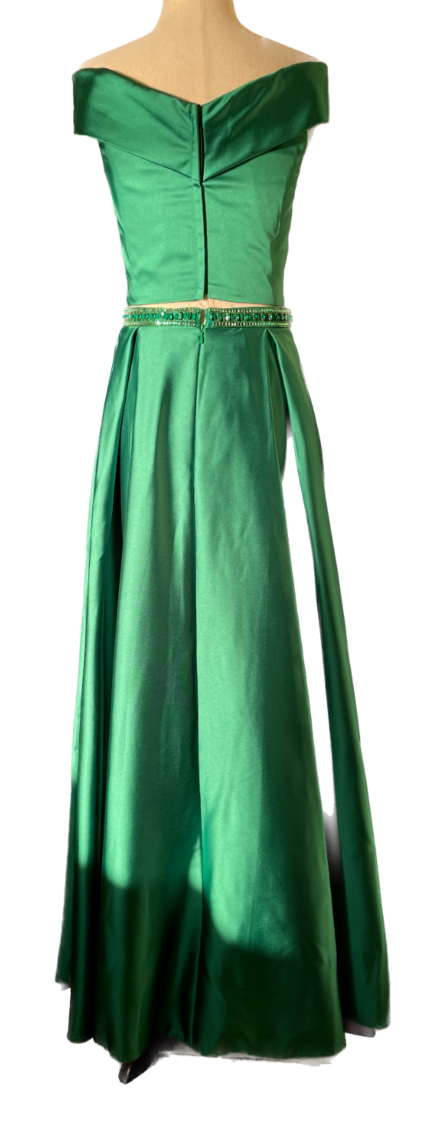SHERRI HILL Emerald Green Long 2 Piece Prom Dress with Beaded Waist2