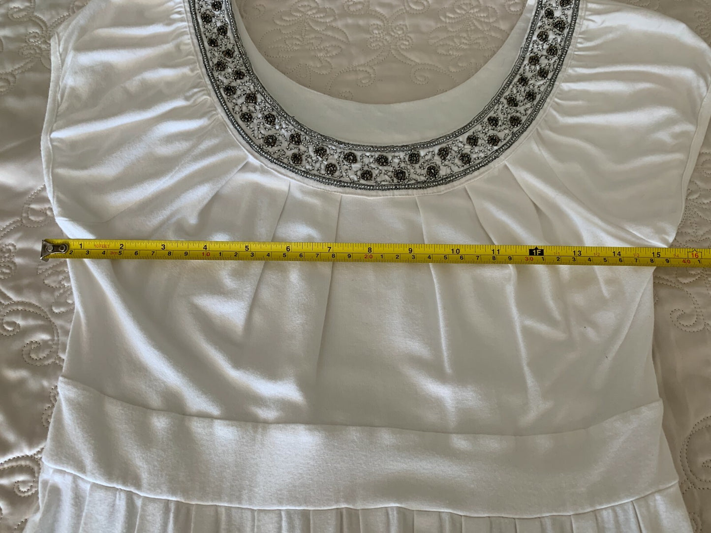 White dress with Silver & Metallic Beading, Size Small6