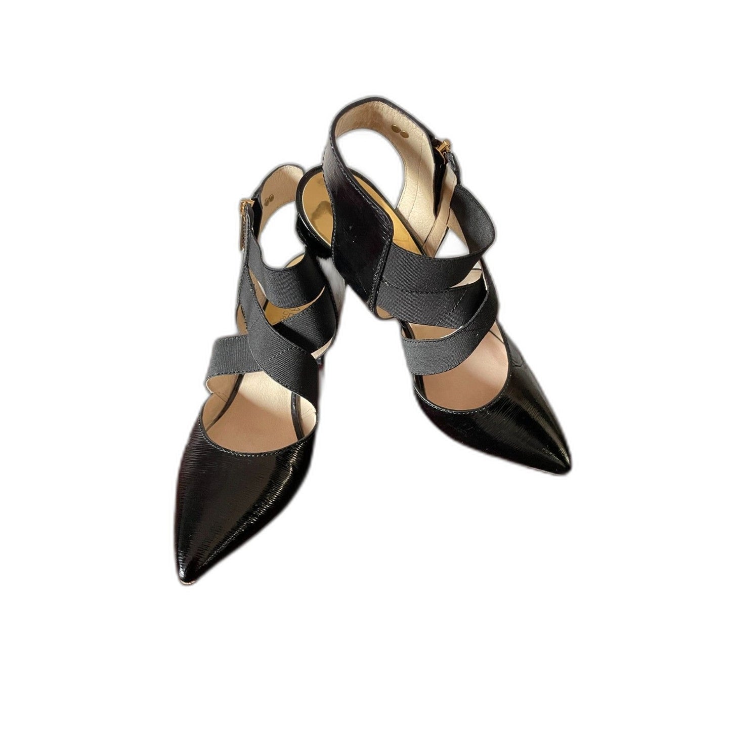 MICHAEL KORS Black Patent Leather Meadow Strappy Pointed-Toe Pump 3" Heels6