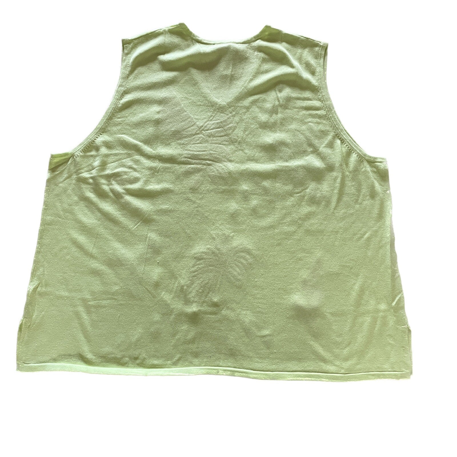 MAGGIE SWEET 100% Cotton Embroidered Lime Green Palm Trees Knit Tank, Size 4X3