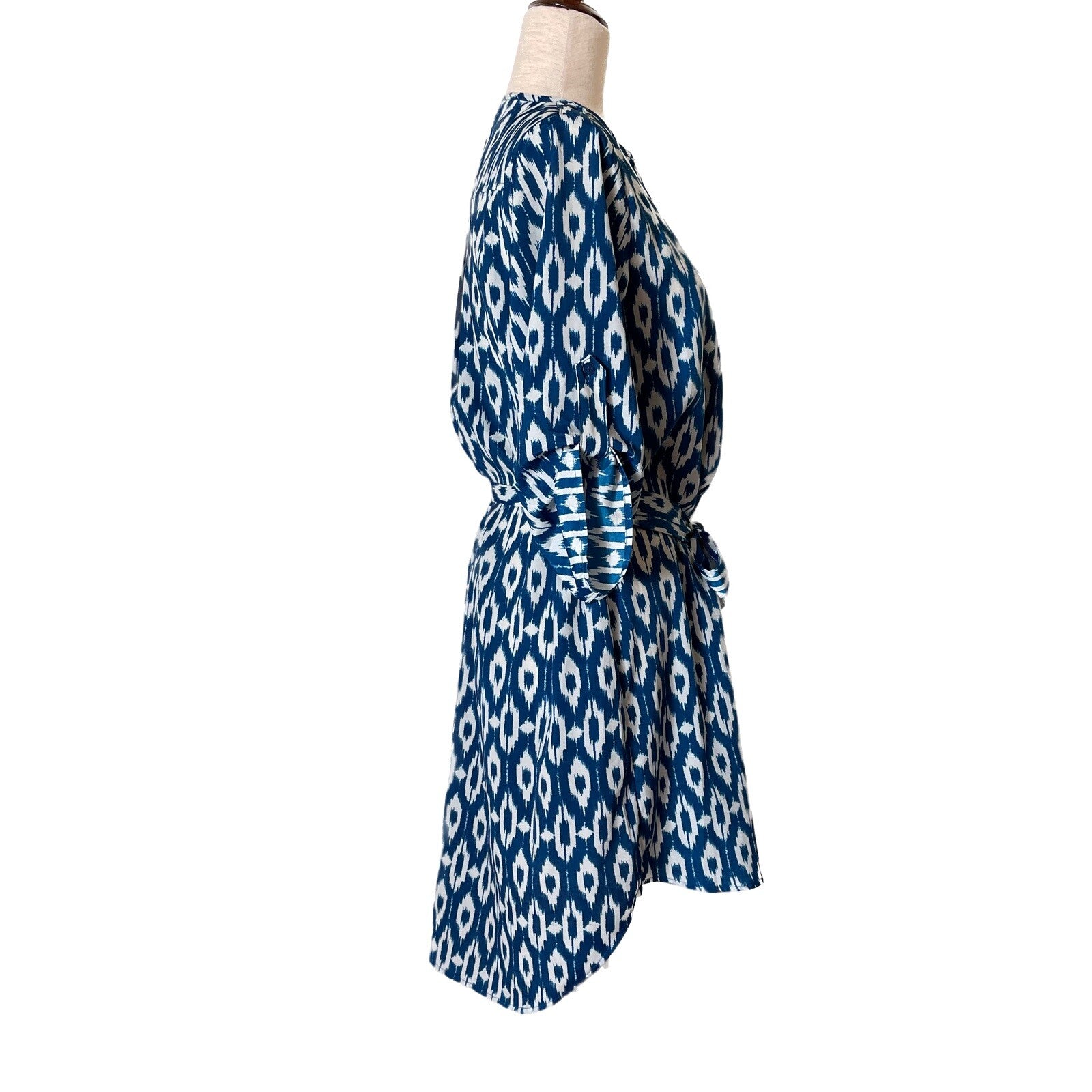 MAEVE Anthropologie Blue and White Aztec Shirt Dress, Size Small4