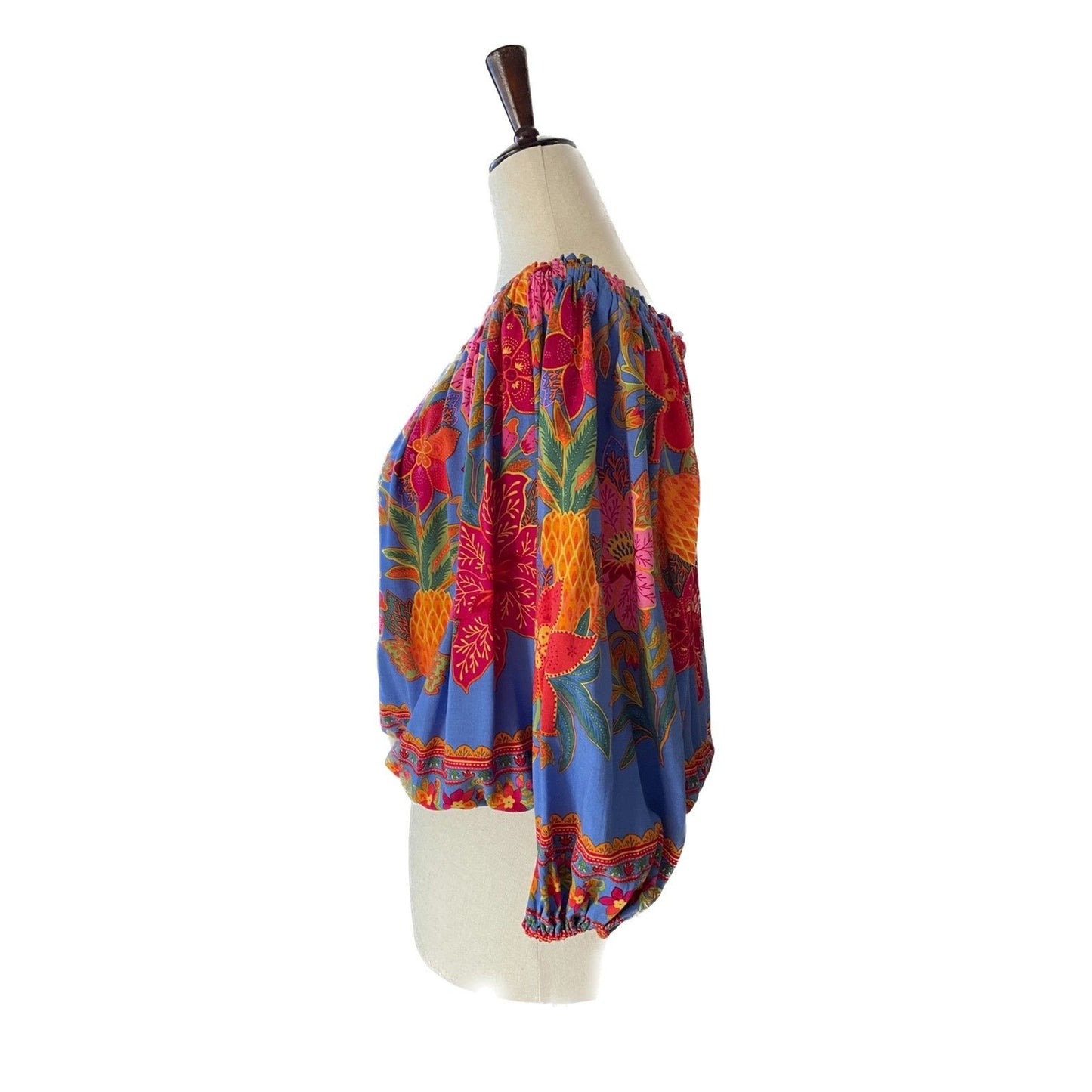 CYNTHIA ROWLEY Multi-Color Floral Off-Shoulder Long Balloon Sleeve Top, Size S 7