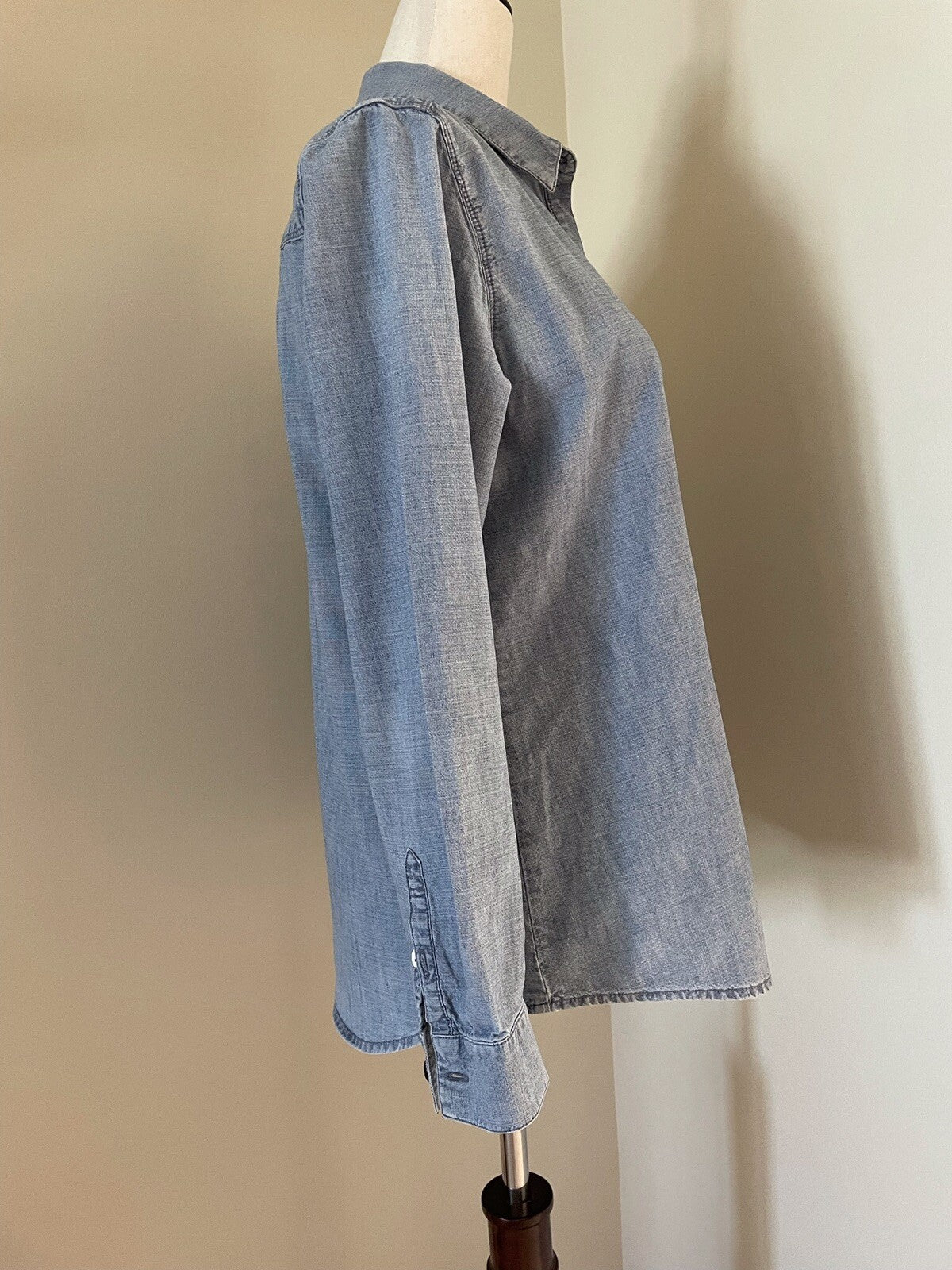 J. Jill Denim 100% Cotton Chambray Blue Button Down Shirt, XS1