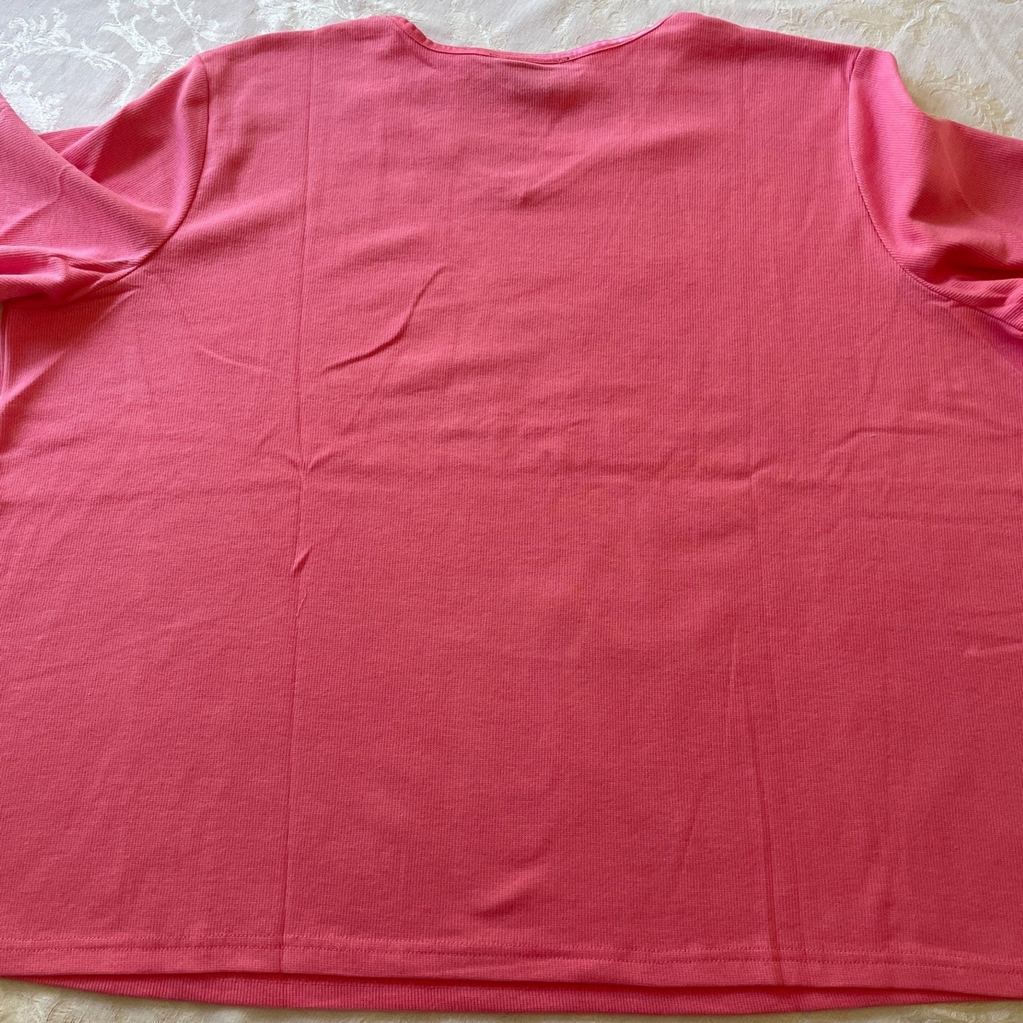 DENIM & CO New Pink 3/4 Sleeve V-Neck Sweater, Size 3X6