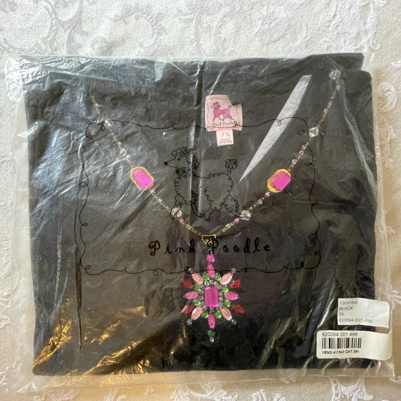 PINK POODLE New Black Sweater with Jeweled V-Neck Sweater, Size 3X15