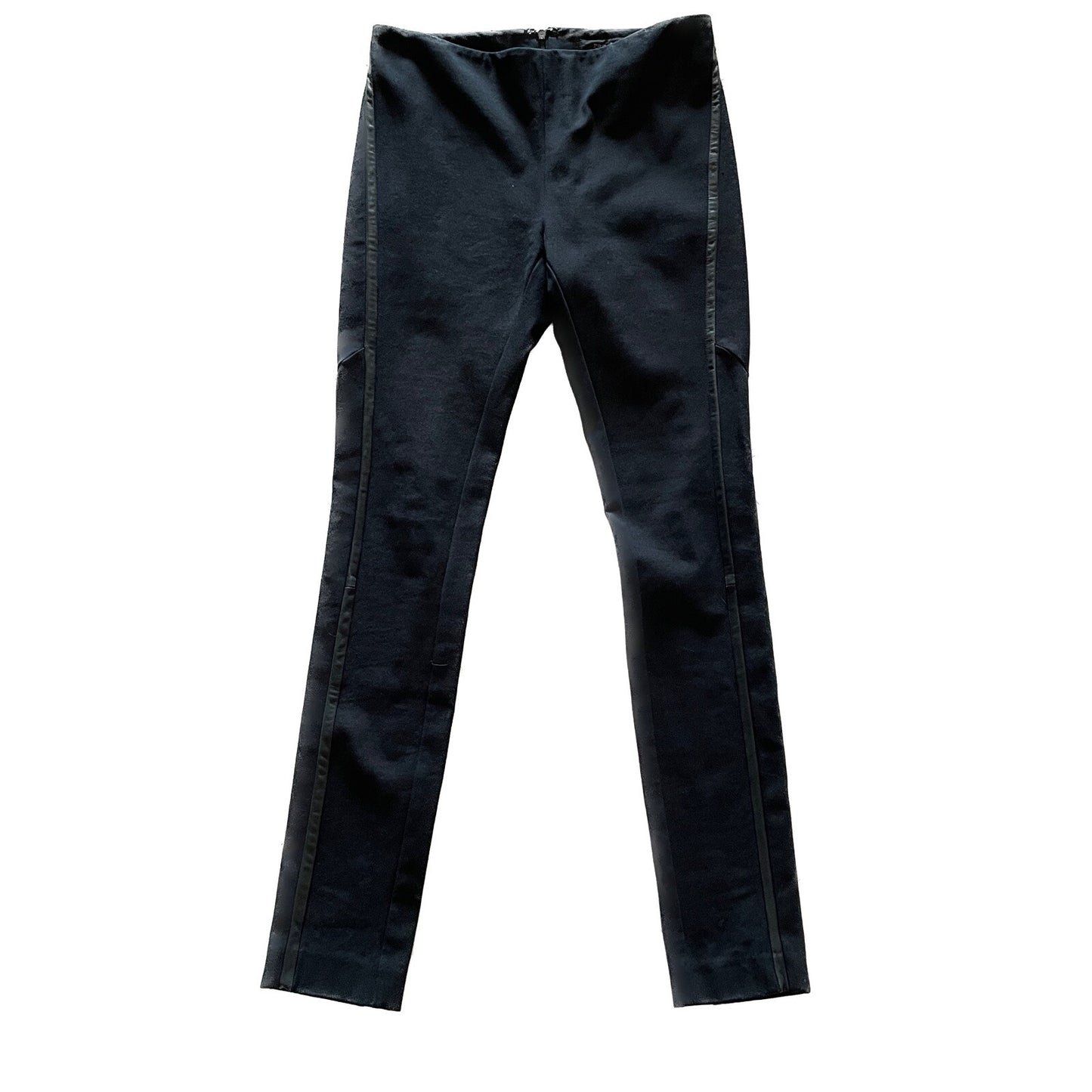 RAG & BONE NWOT Black Skinny Stretch Tuxedo Pants w/Leather Trim, Size 01