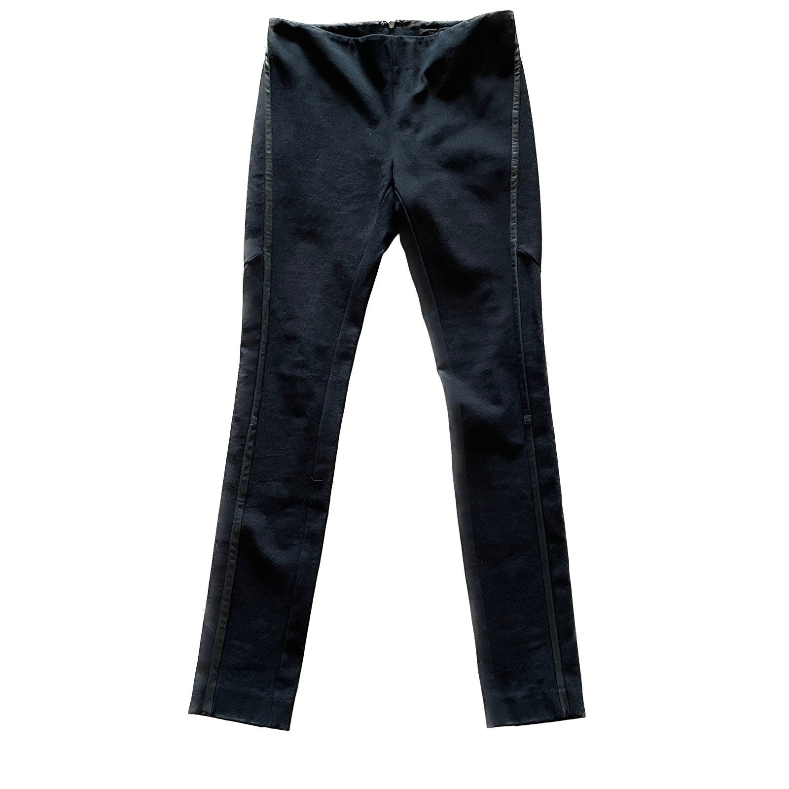 RAG & BONE NWOT Black Skinny Stretch Tuxedo Pants w/Leather Trim, Size 01