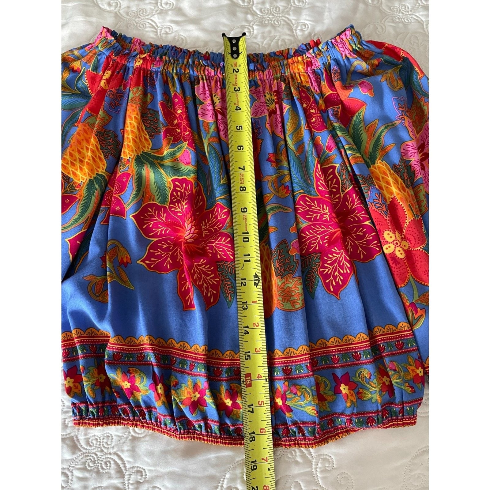 CYNTHIA ROWLEY Multi-Color Floral Off-Shoulder Long Balloon Sleeve Top, Size S 12