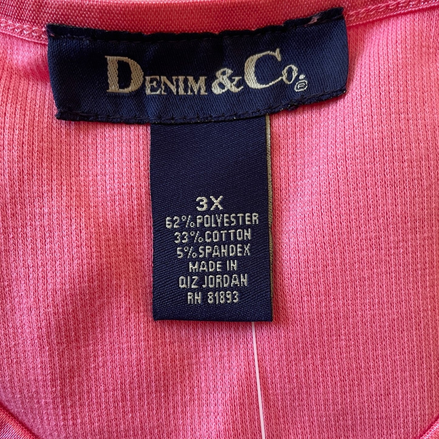 DENIM & CO New Pink 3/4 Sleeve V-Neck Sweater, Size 3X3