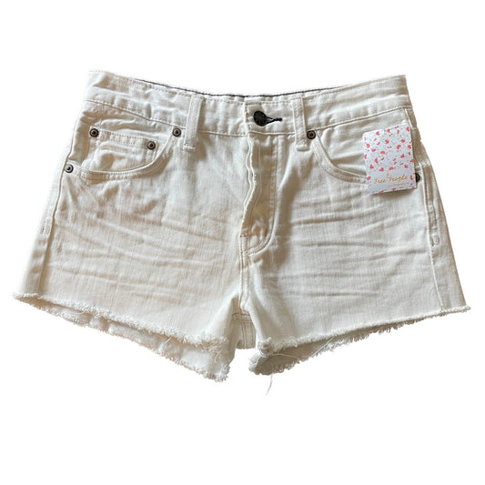 FREE PEOPLE New Off-White Jean Frayed Shorts, Size 250