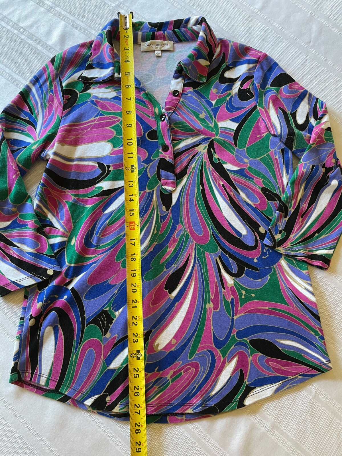 EVAN PICONE 100% Cotton Abstract Shirt, Size Large3