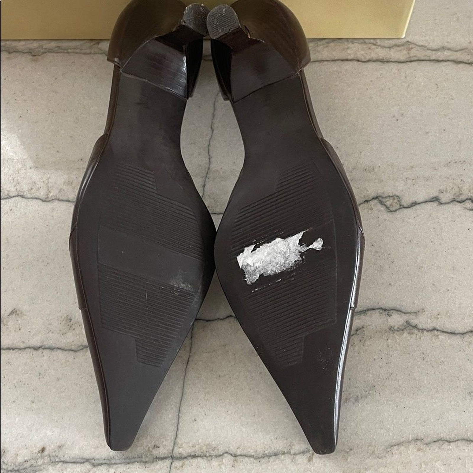 Michael Shannon Chocolate Heels with Gold Accent2