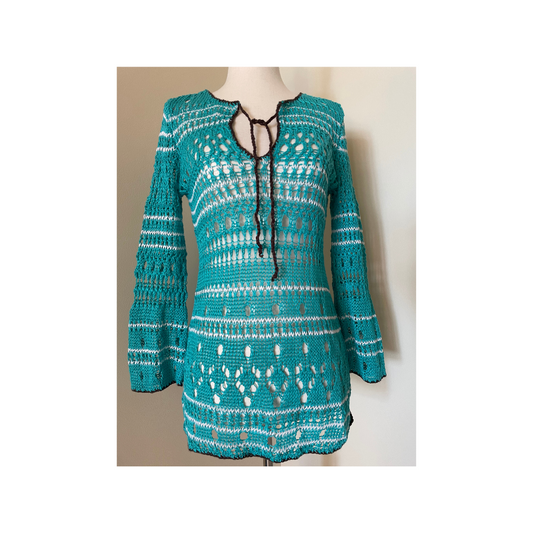 TOMMY BAHAMA  Linen Crochet Long Sleeve Coverup0