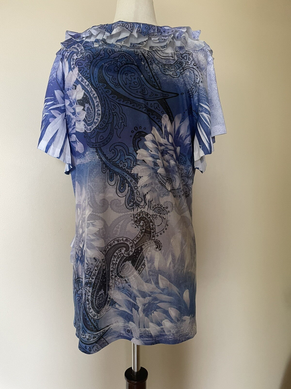 FRENCH BAZAAR Ruffle Paisley Top w/Sequin, Size L2