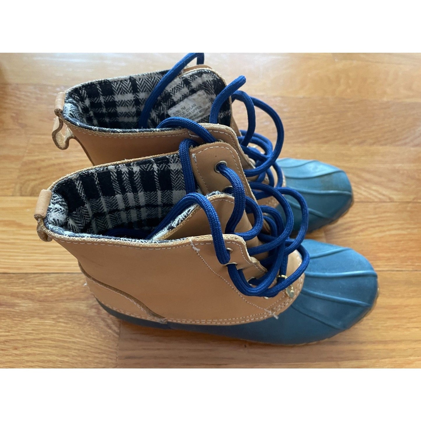 SPORTO Lace Up Blue & Tan Leather Boots, Size 73