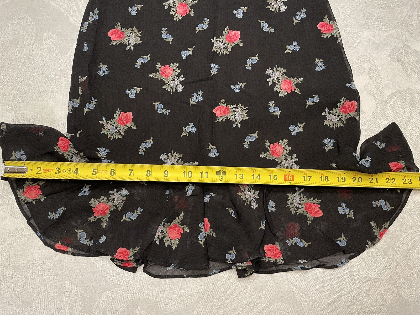 RALPH LAUREN Black & Floral Ruffle Skirt, Size 25