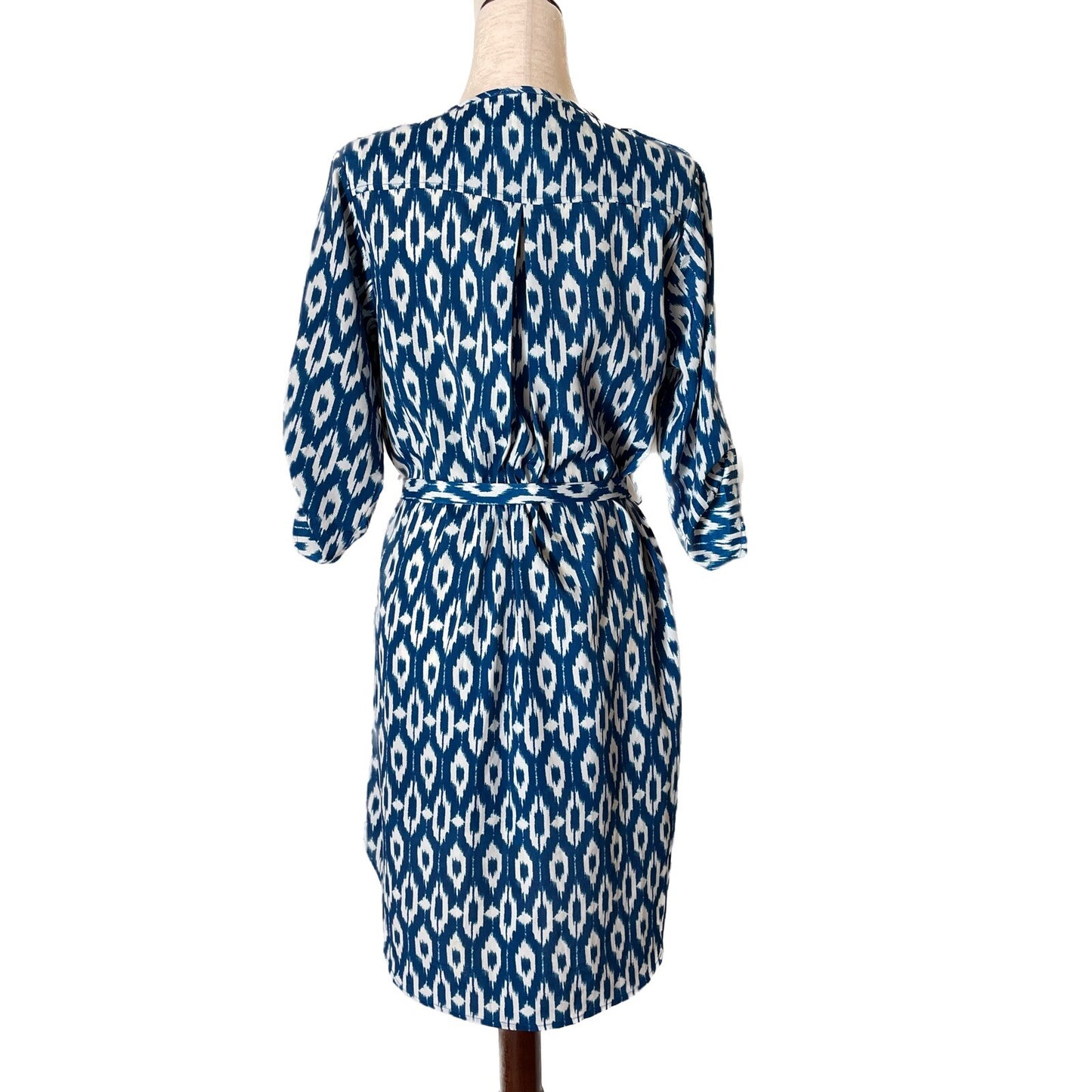 MAEVE Anthropologie Blue and White Aztec Shirt Dress, Size Small5