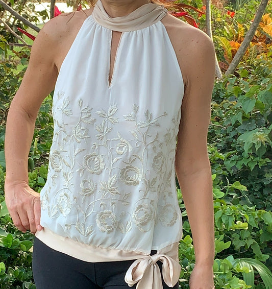 WHITE HOUSE/BLACK MARKET Embroidered Blouse, New0