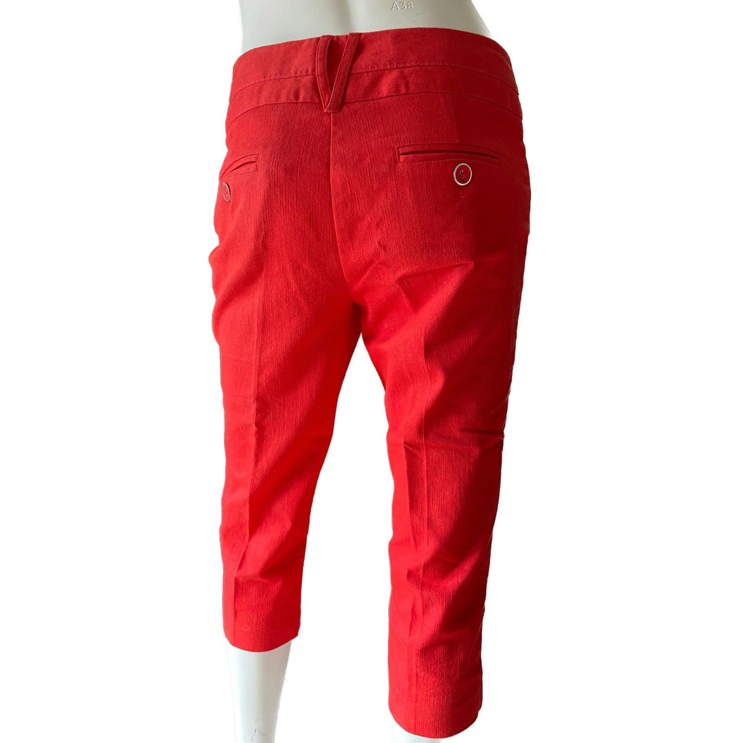 LARRY LEVINE Red Cropped Capri Chino Cotton Pants, Size 4 Petite1