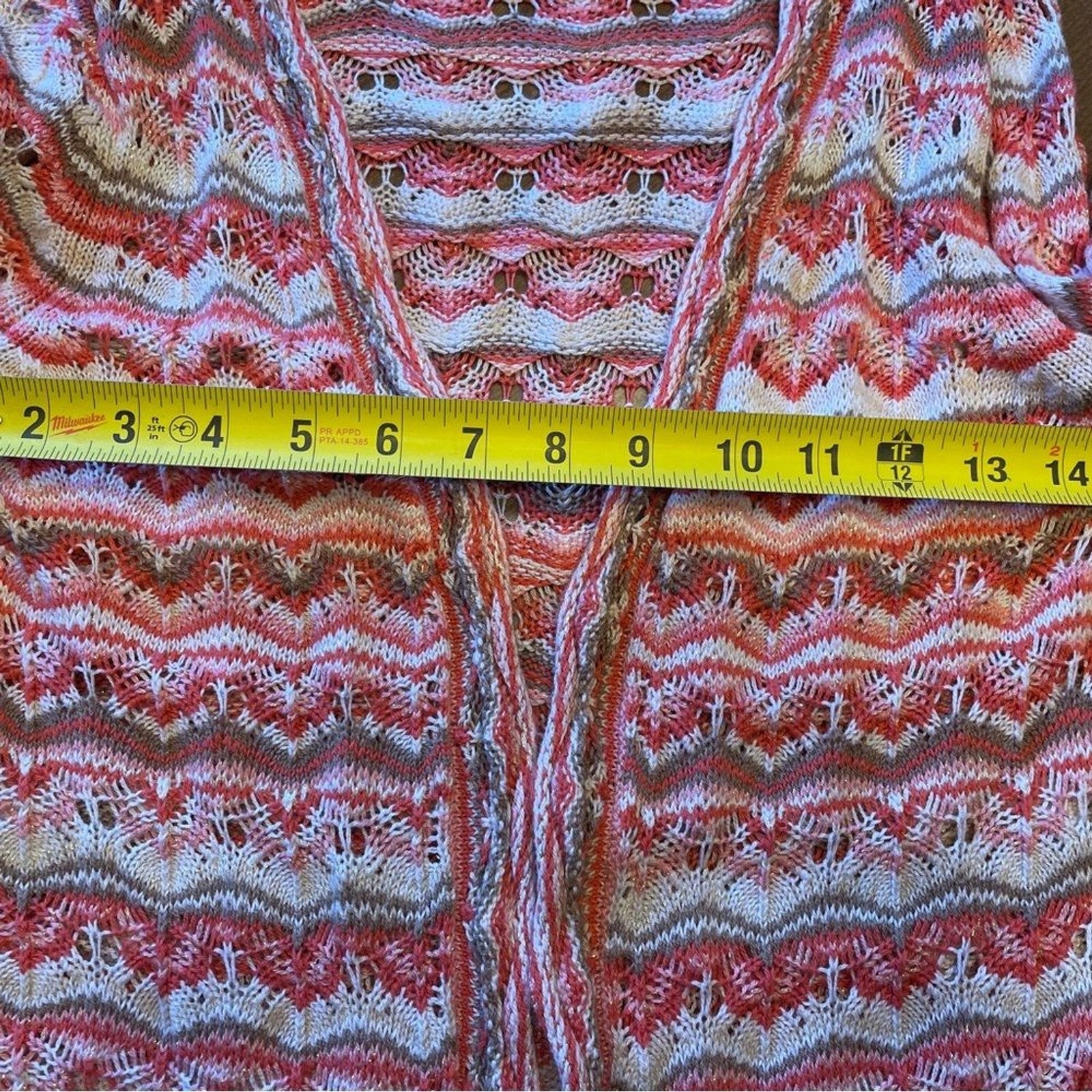 BOSTON PROPER Crochet Cardigan Coral Brown Design6