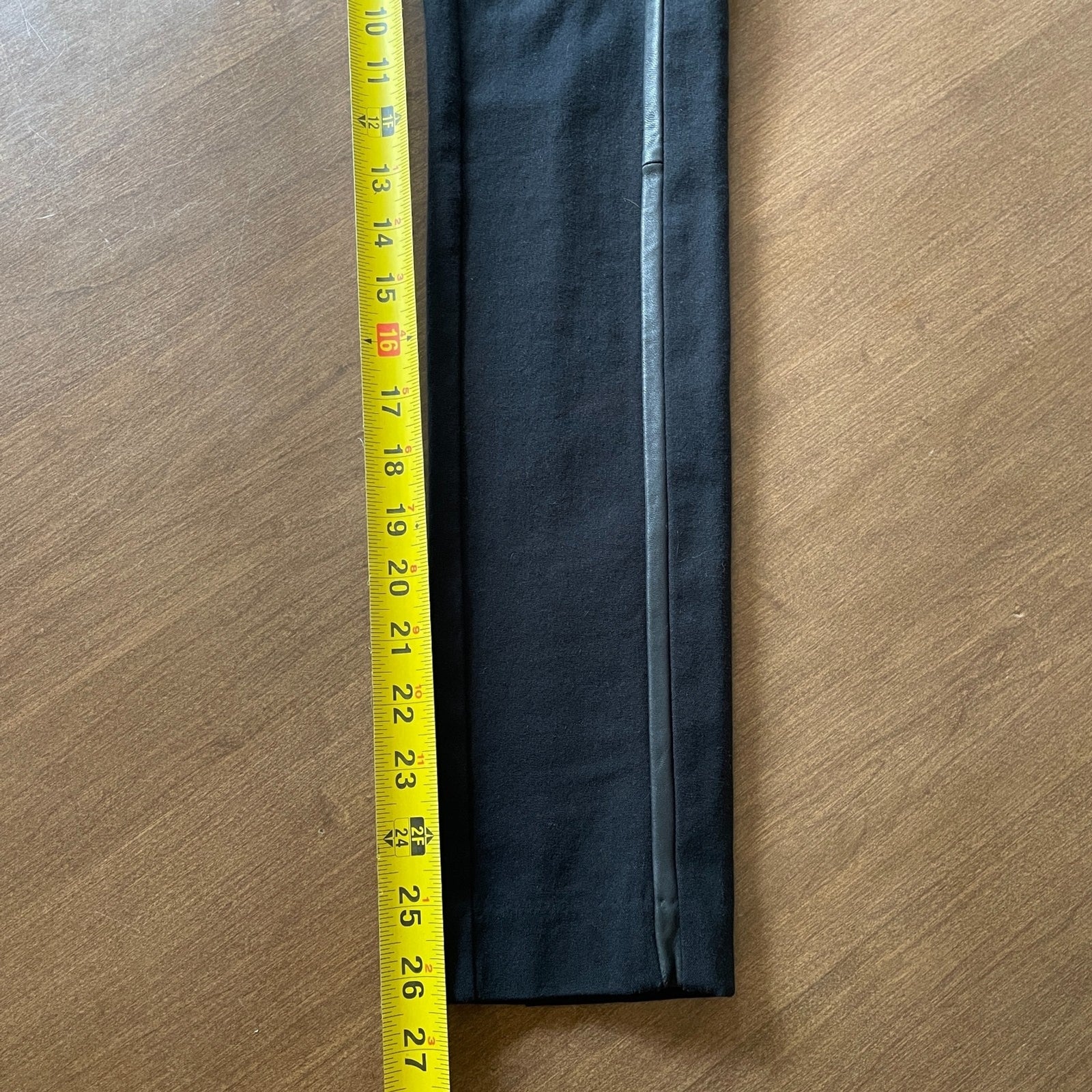 RAG & BONE NWOT Black Skinny Stretch Tuxedo Pants w/Leather Trim, Size 07