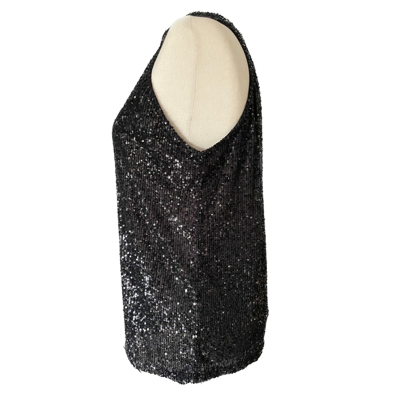 CABLE & GAUGE New Black Sequin Sleeveless Turtleneck Halter Top, Size Small3