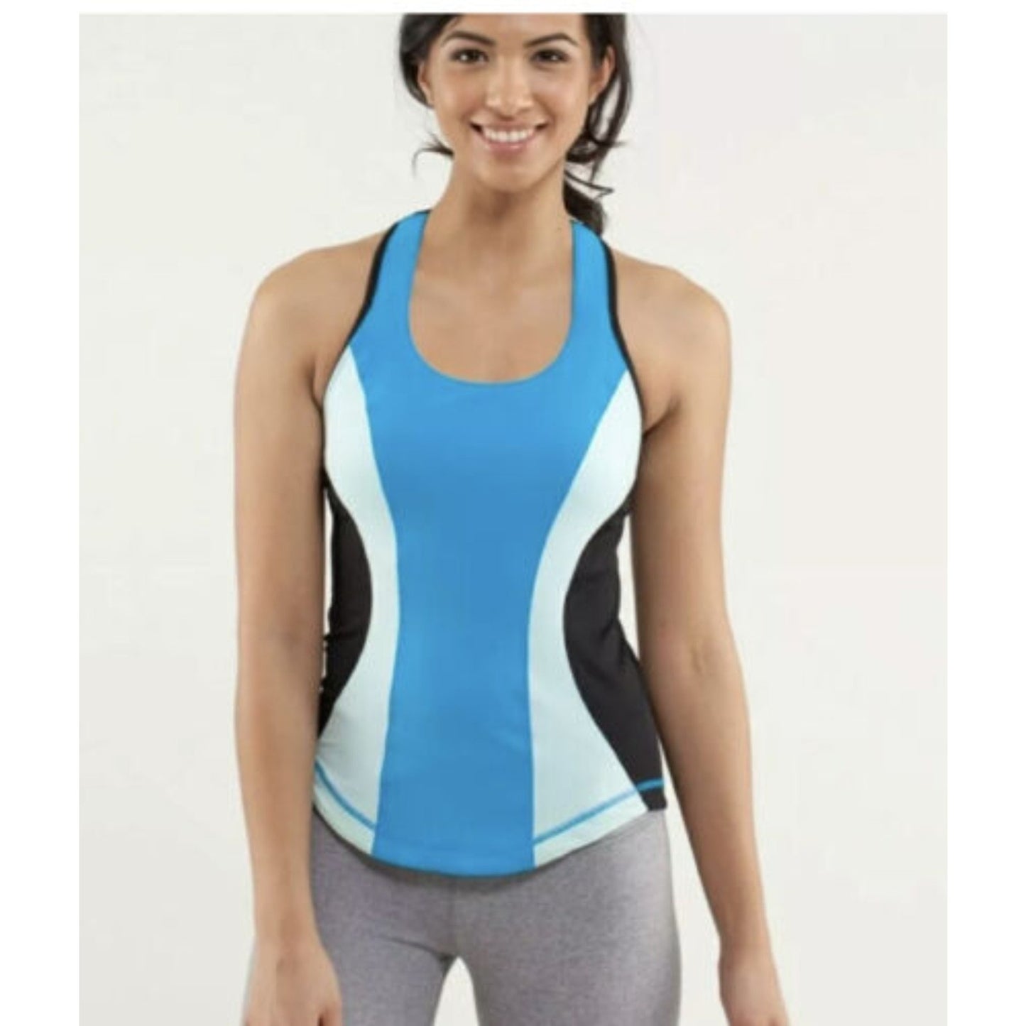 LULULEMON Blue, Aqua, Black Cardio Kick Racerback Tank Top, Size 122