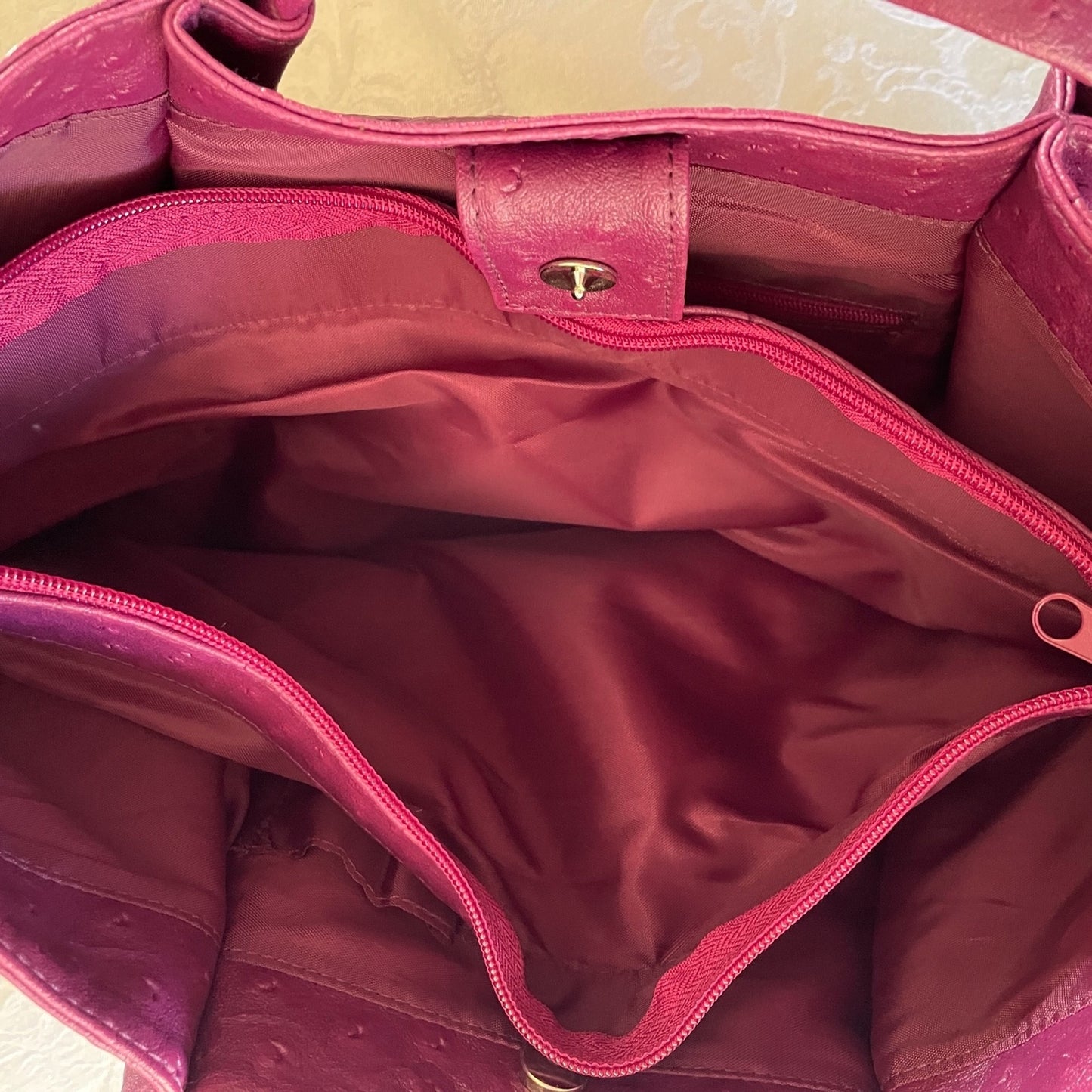 New Raspberry Vinyl Multi-functional Water-Proof Handbag with Accessories3