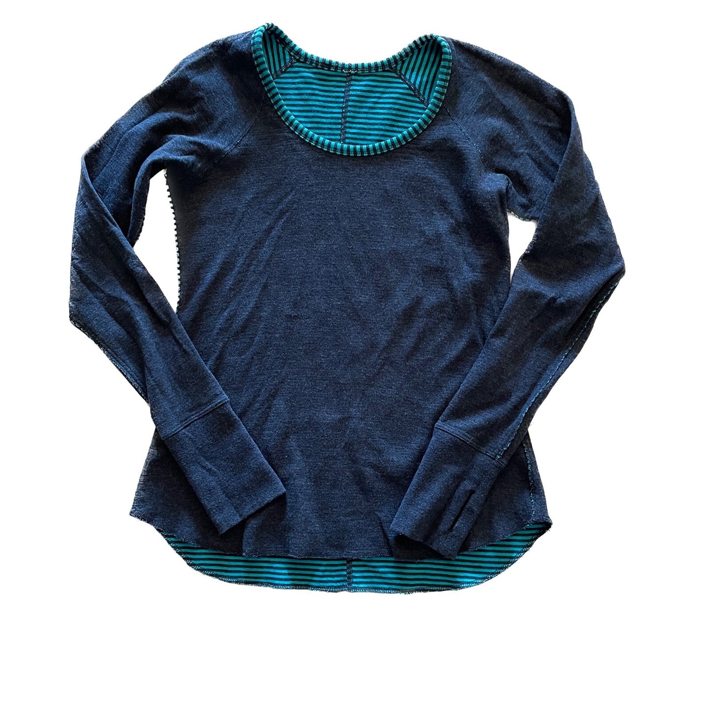 LULULEMON Reversible Green & Blue Stripe Pullover, Size Small7