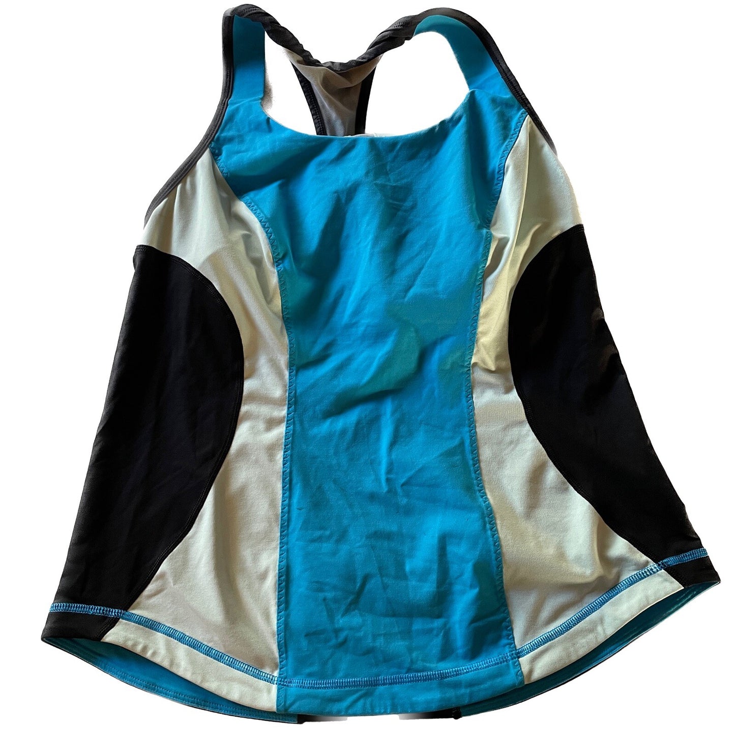 LULULEMON Blue, Aqua, Black Cardio Kick Racerback Tank Top, Size 123