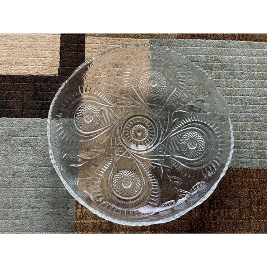 1935 Vintage LE Smith Co. Slewed Horseshoe Daisy /Peacock Punch Bowl Set, 9 cups1